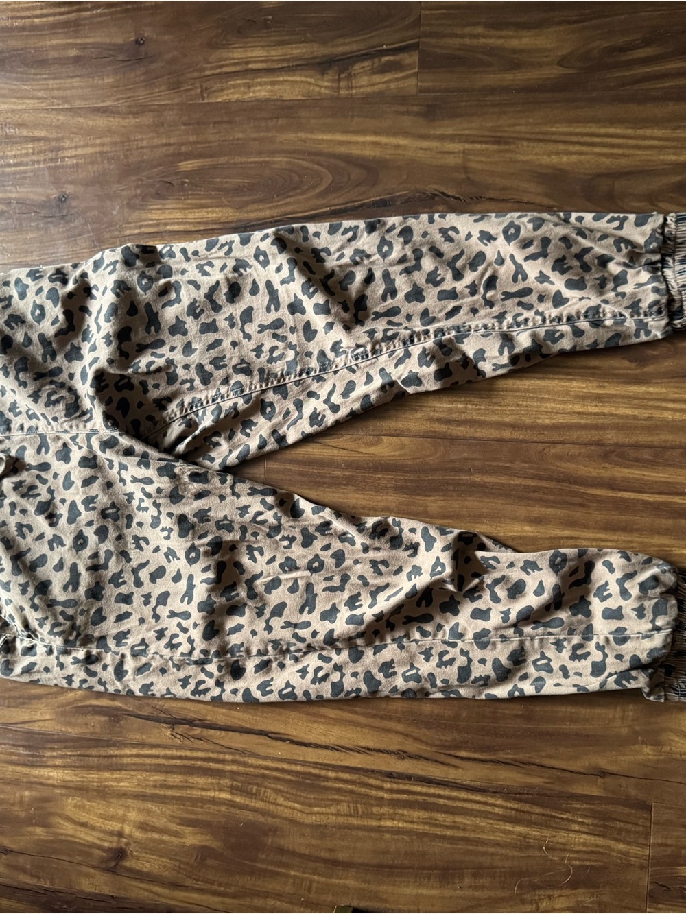 Leopard Print Jogger Pants - Tan/Black